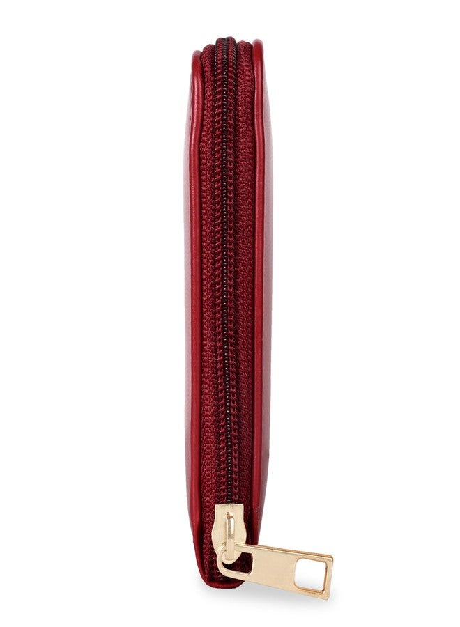 MARKQUES Zoey Red Zipper Wallet for Women and Girls | Stylish Vegan Leather Zip Purse for Ladies | Upto 8 Card Slots | Coin Pocket - Image 4
